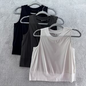 Athleta Top Womens XS Black Zephyr Ribbed Hem Tank Bundle 3 Active Gym Run Yoga
